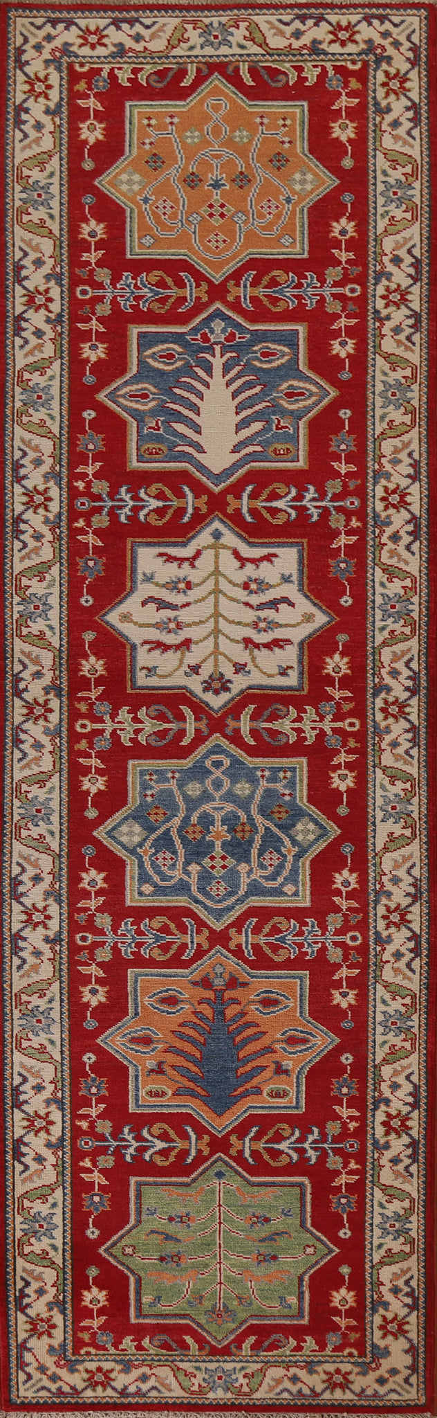 Handmade Kazak Oriental Runner Rug 3x10