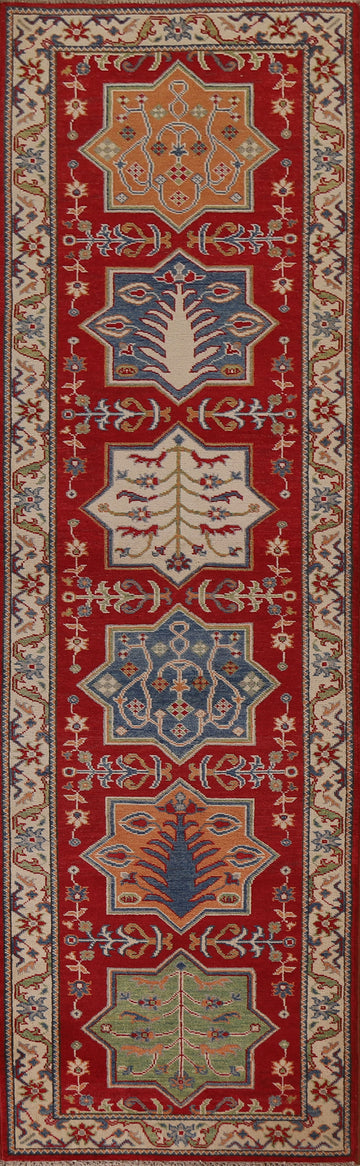 Handmade Kazak Oriental Runner Rug 3x10