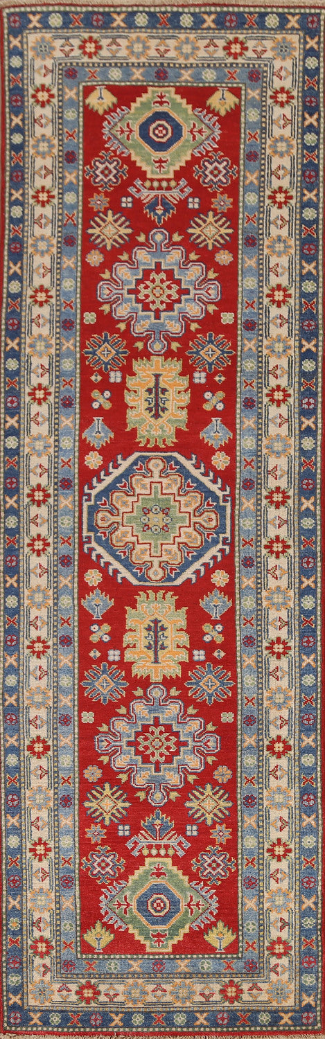 Geometric Kazak Oriental Runner Rug 3x10