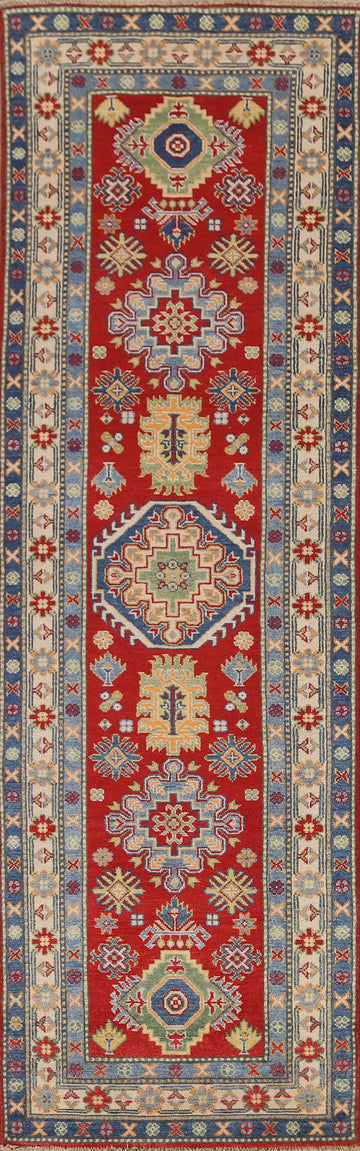 Geometric Kazak Oriental Runner Rug 3x10