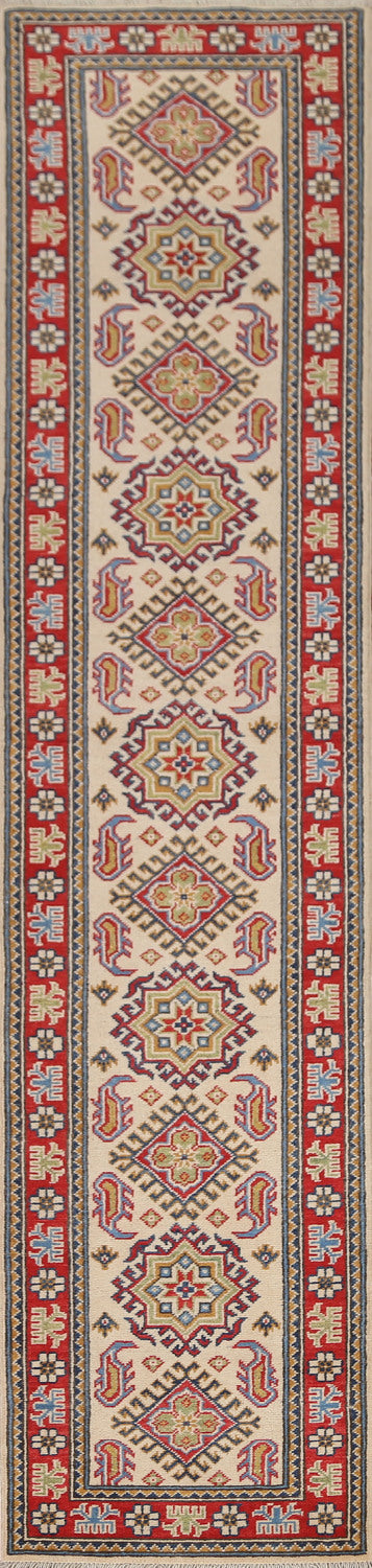 Geometric Kazak Wool Runner Rug 2x10