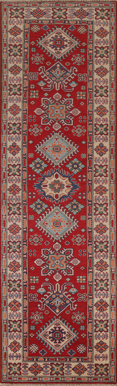 Geometric Kazak Oriental Runner Rug 3x10