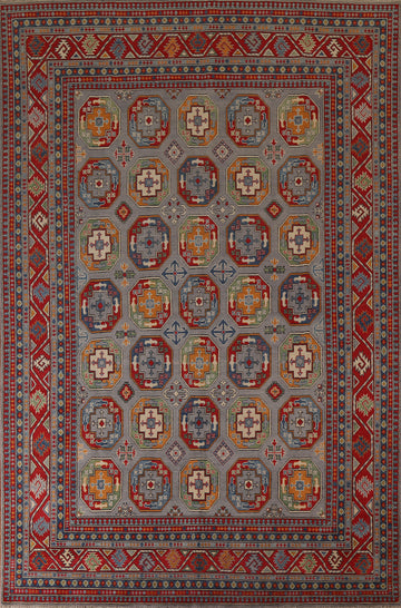 Geometric Kazak Hand-Knotted Area Rug 8x11