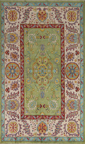 Green Wool Kazak Handmade Area Rug 7x10