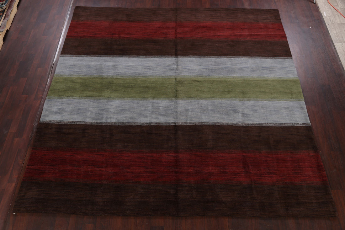 Striped Square 10x10 Gabbeh Oriental Area Rug