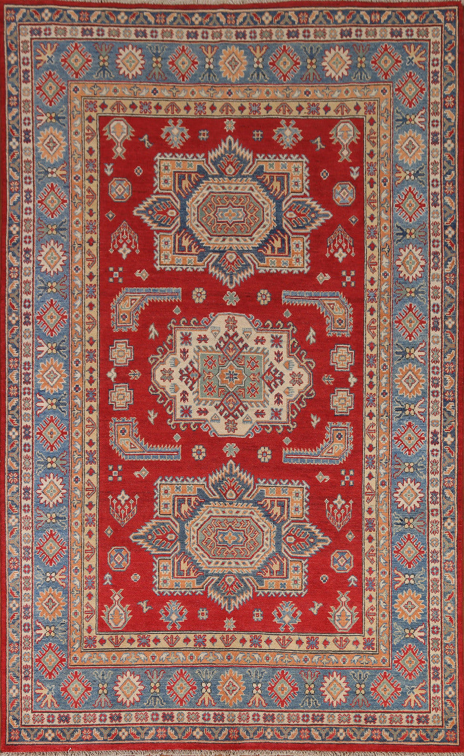 Geometric Kazak Hand-Knotted Area Rug 6x8