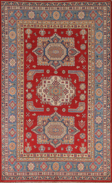 Geometric Kazak Hand-Knotted Area Rug 6x8