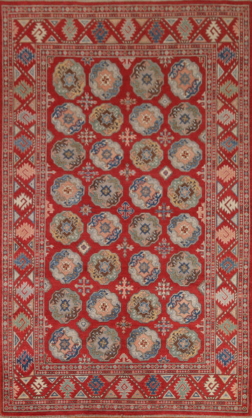 All-Over Red Kazak Hand-Knotted Area Rug 7x10