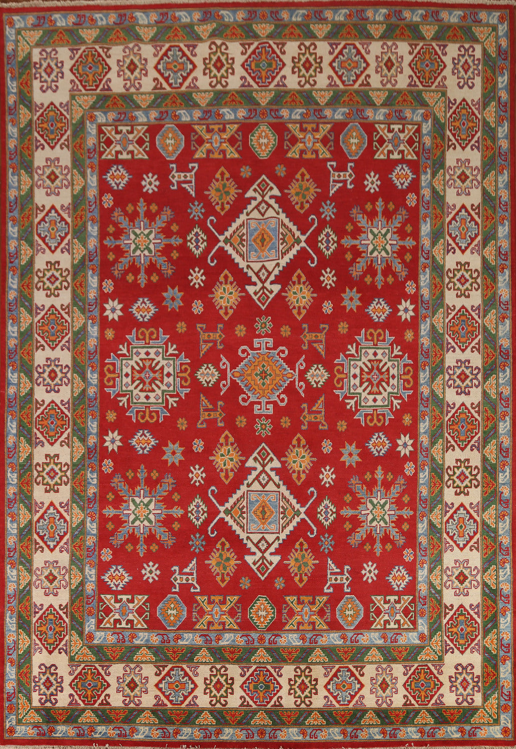 Geometric Kazak Red Area Rug 8x10