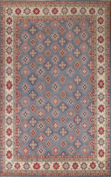 All-Over Blue Kazak Handmade Area Rug 9x12