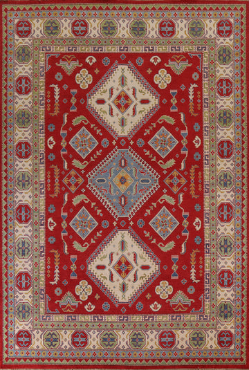 Geometric Red Kazak Geometric Area Rug 9x12