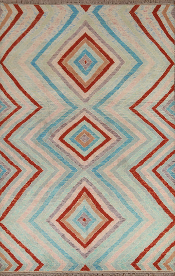 Geometric Gabbeh Kashkoli Wool Area Rug 5x7