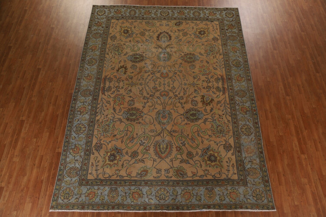 Distressed Over-Dyed Tabriz Persian Area Rug 10x13