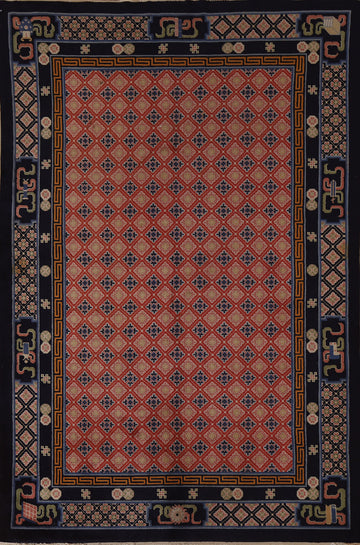 Antique Geometric Peking Vegetable Dye Area Rug 6x8