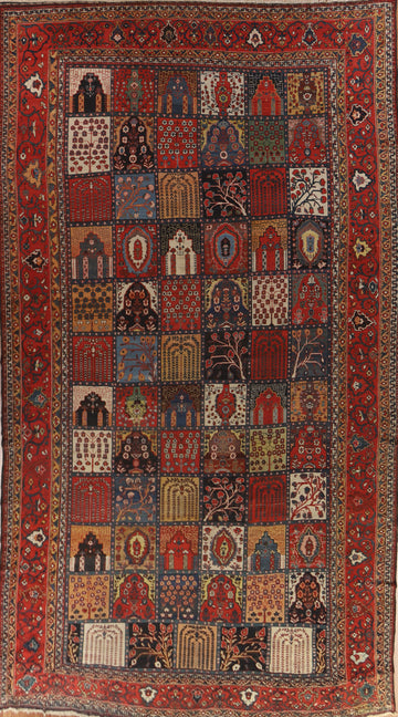 Pre-1900 Antique Bakhtiari Shalamzar Vegetable Dye Persian Rug 13x20