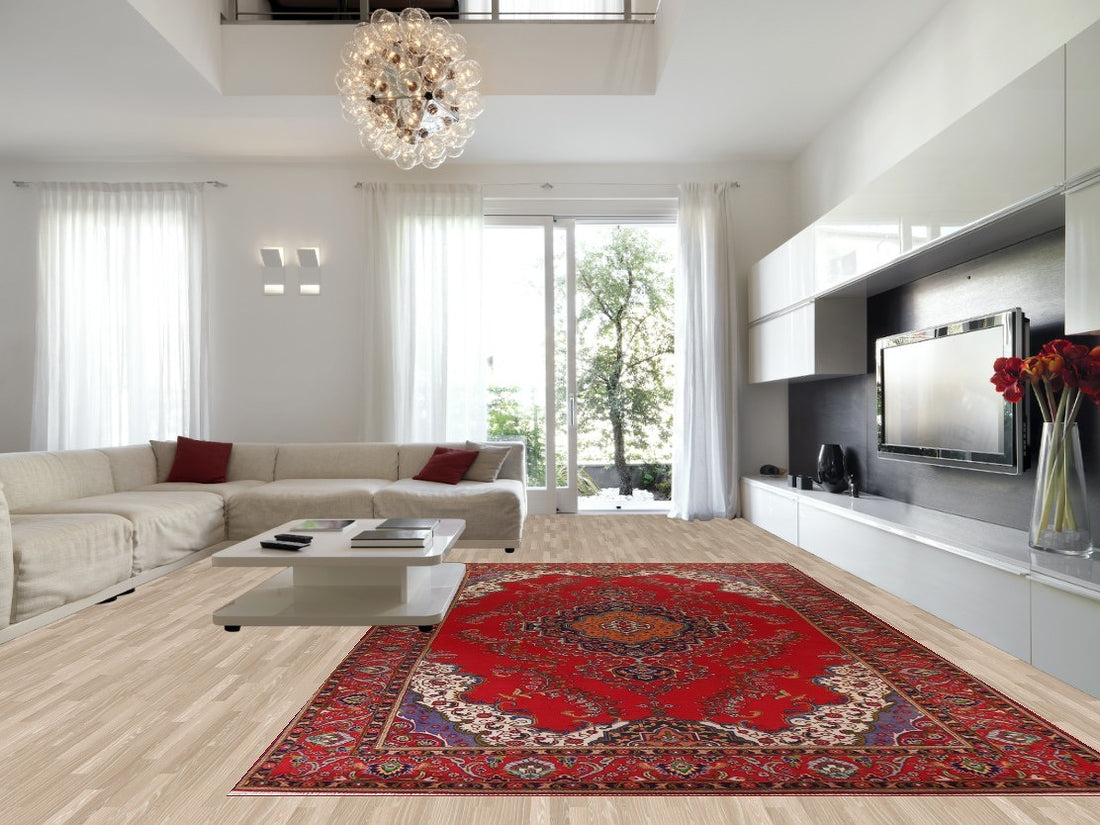 Handmade Red Tabriz Persian Large Rug 10x17