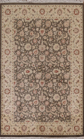 Vegetable Dye Ziegler Brown Wool Area Rug 4x6