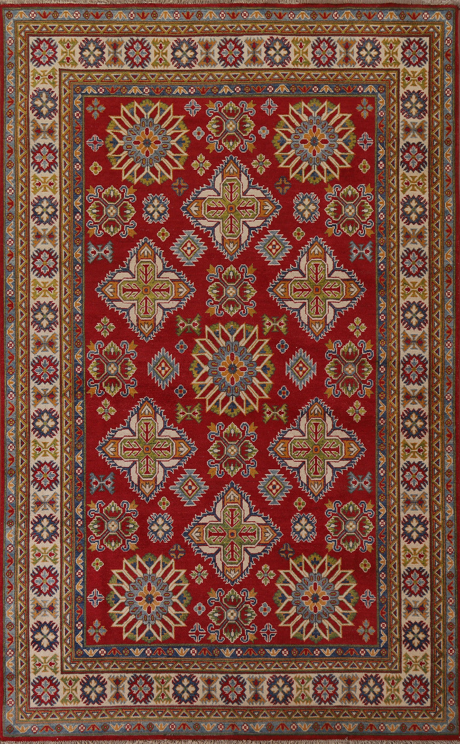 Geometric Red Kazak Oriental Area Rug 7x10