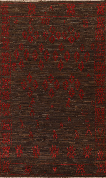 Dark Brown Moroccan Oriental Area Rug 7x10