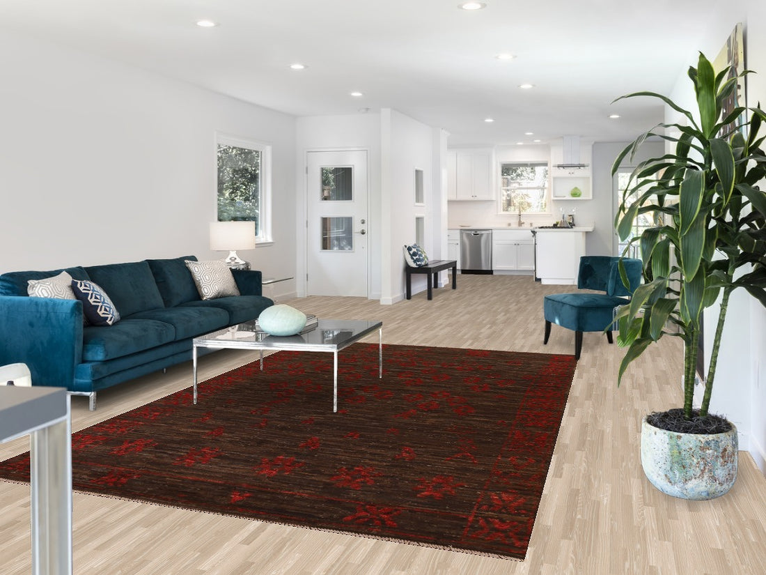 Dark Brown Moroccan Oriental Area Rug 7x10