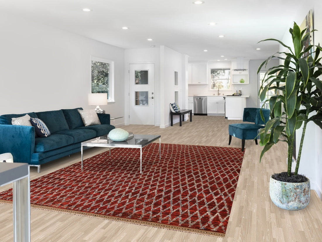 All-Over Trellis Moroccan Wool Area Rug 7x10