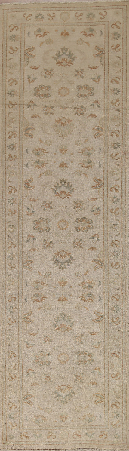 Floral Oushak Turkish Runner Rug 3x10
