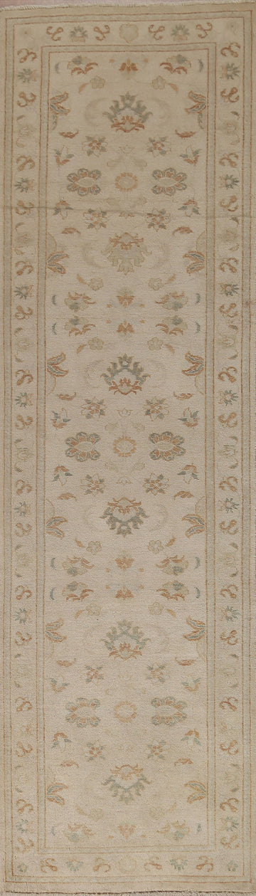 Floral Oushak Turkish Runner Rug 3x10