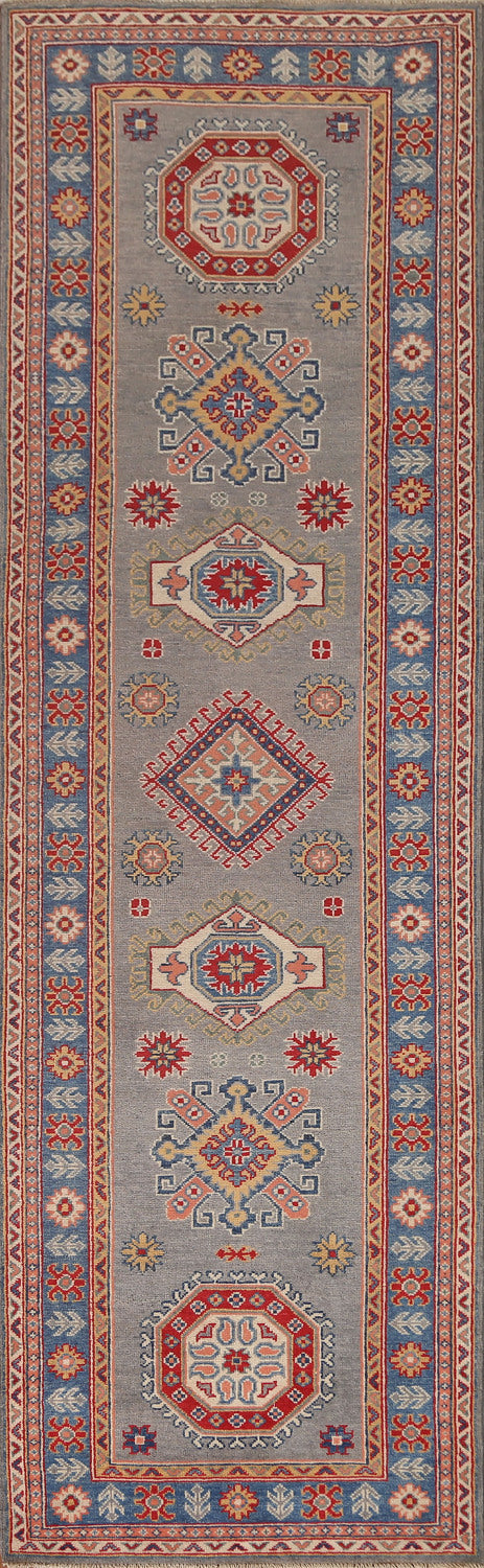 Geometric Kazak Oriental Runner Rug 3x10