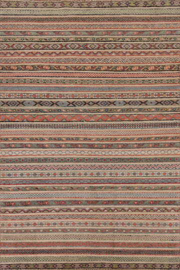 Striped Gabbeh Kashkoli Wool Area Rug 5x7