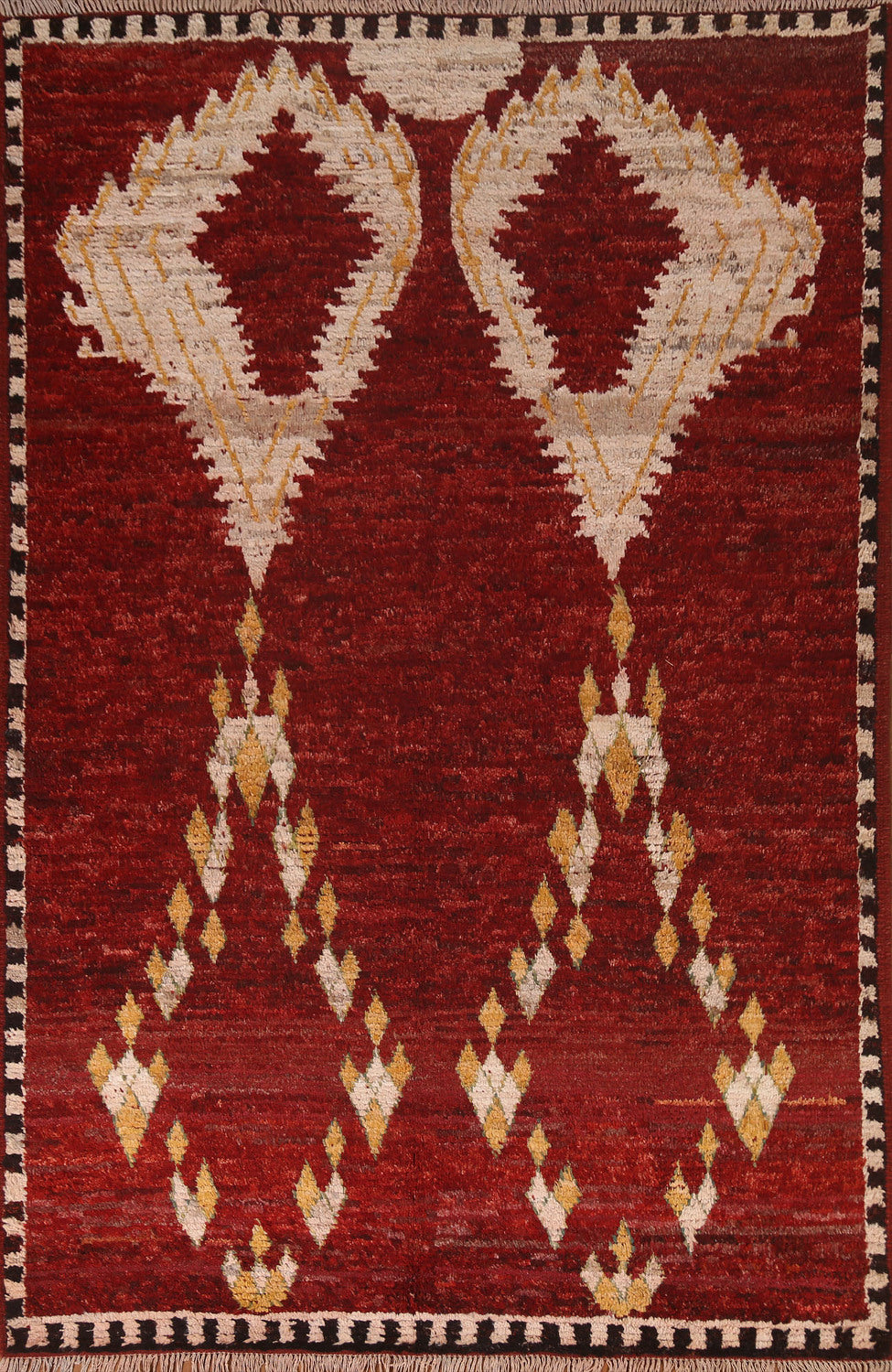 Red Wool Moroccan Oriental Area Rug 6x8