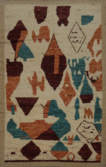 Vibrant Abstract Moroccan Area Rug 7x10 for Modern Home Decor