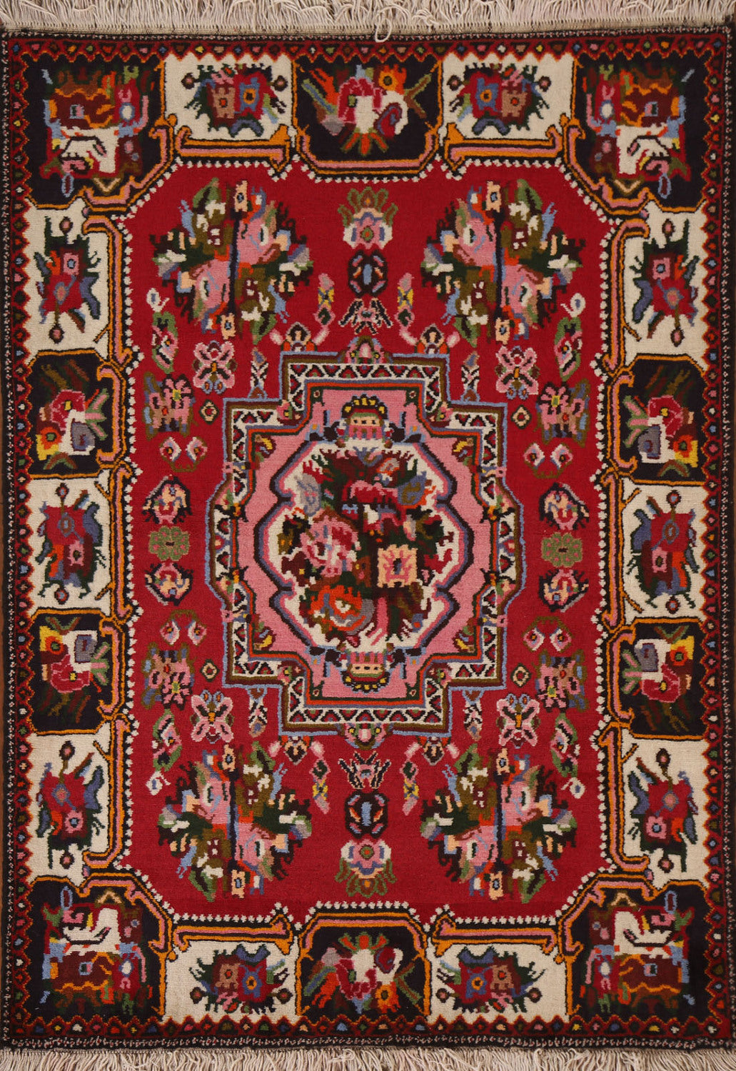 Handmade Bakhtiari Persian Area Rug 4x5
