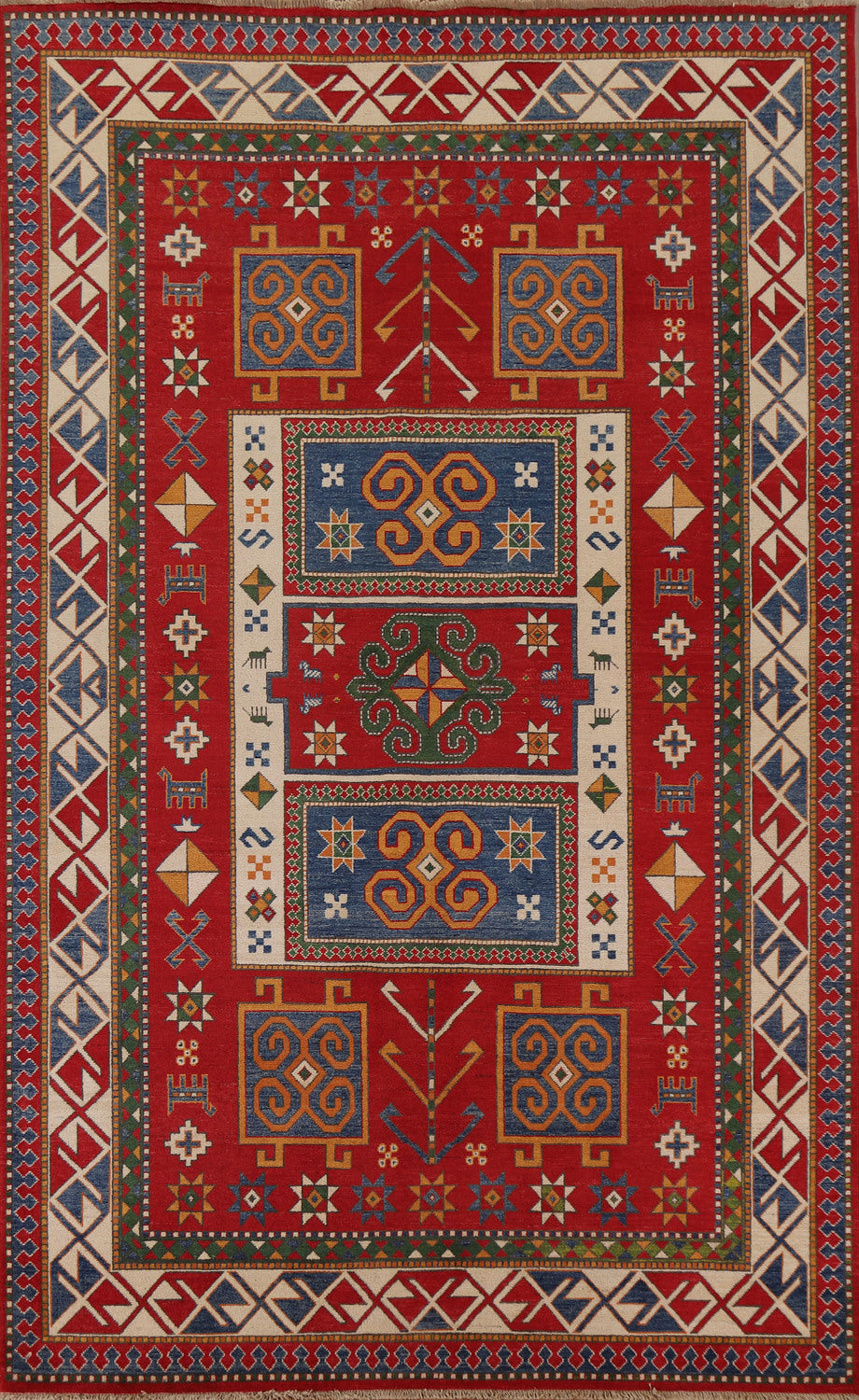 Geometric Kazak Oriental Area Rug 7x10