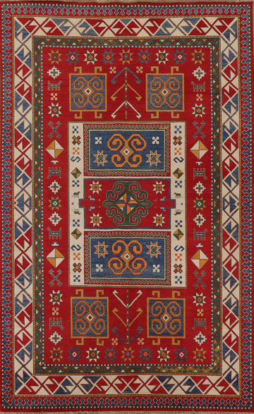 Geometric Kazak Oriental Area Rug 7x10