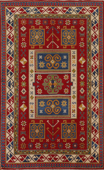 Geometric Kazak Oriental Area Rug 7x10
