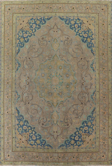 Distressed Over-Dyed Tabriz Persian Area Rug 10x12