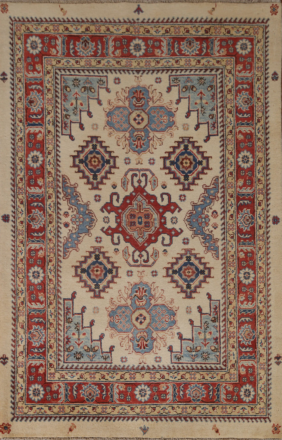 Geometric Kazak Oriental Rug 4x6