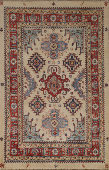 Geometric Kazak Oriental Rug 4x6