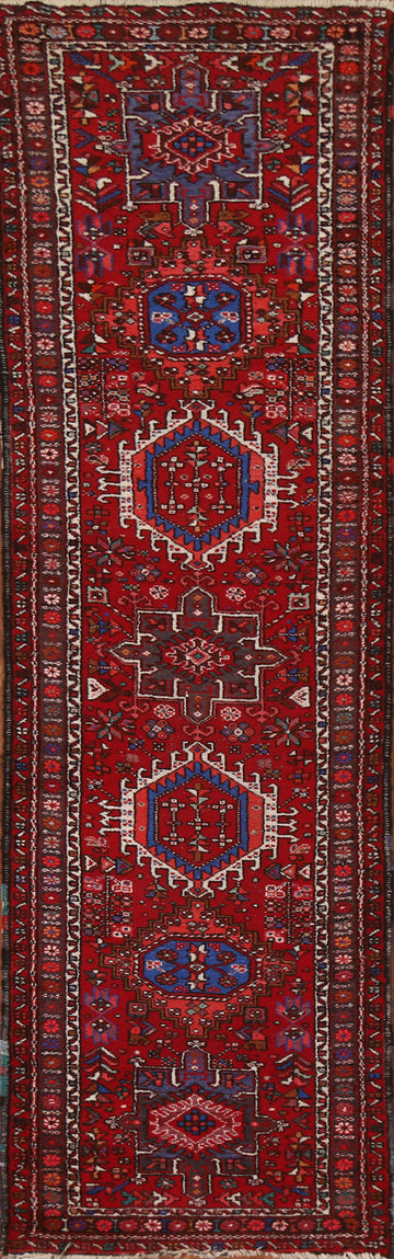 Tribal Red Gharajeh Persian Runner Rug 3x11