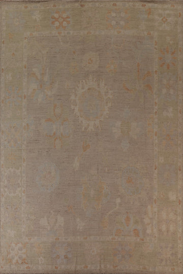 Floral Oushak Vegetable Dye Area Rug 9x12