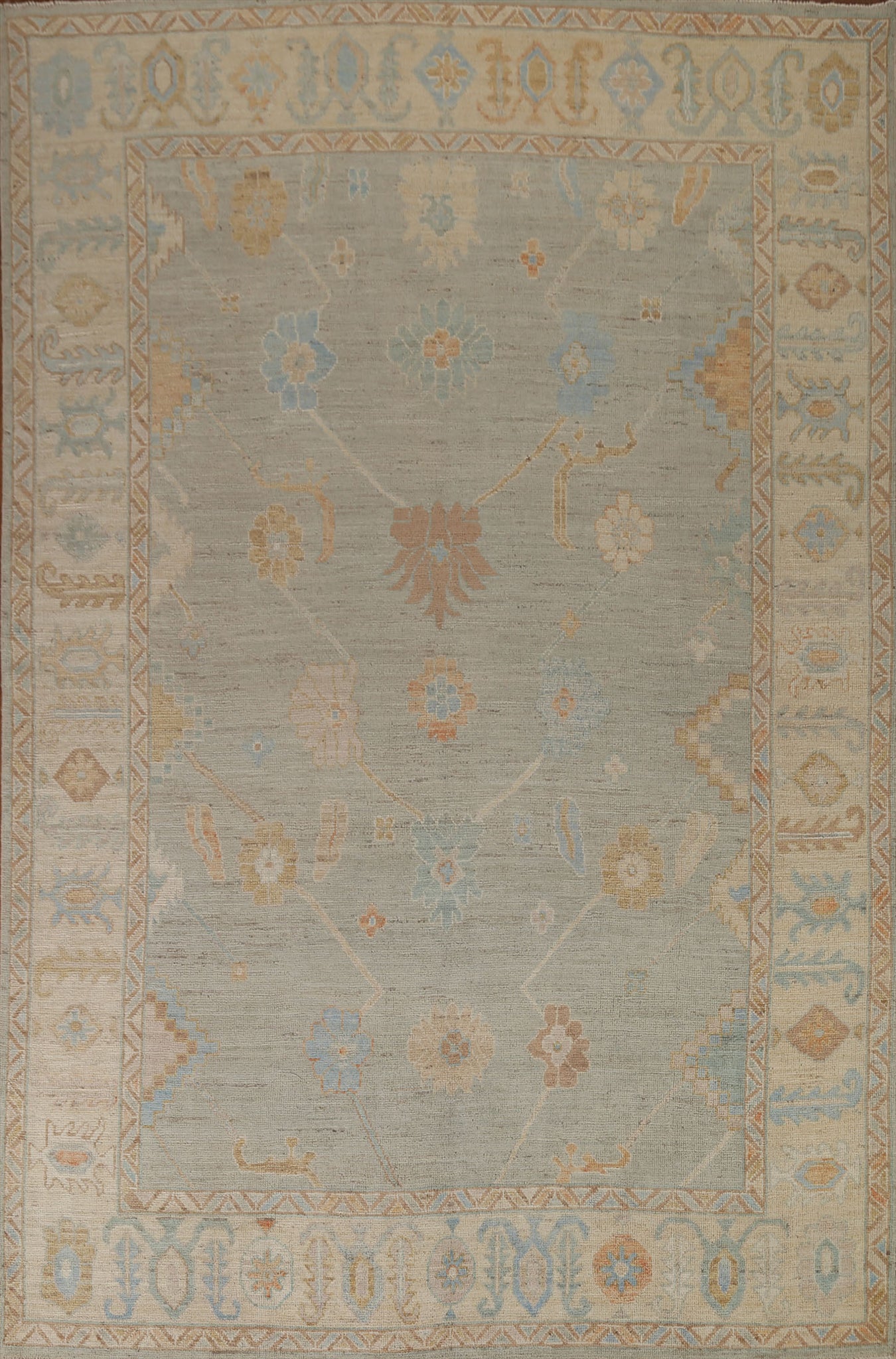 Light Blue Oushak Vegetable Dye Area Rug 8x10