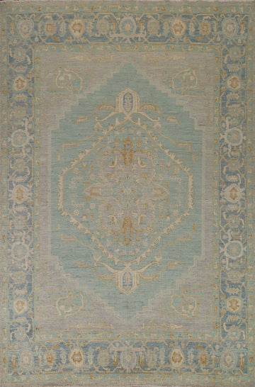 Light Blue Oushak Vegetable Dye Area Rug 8x10