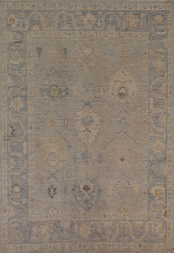 Floral Oushak Vegetable Dye Area Rug 7x9