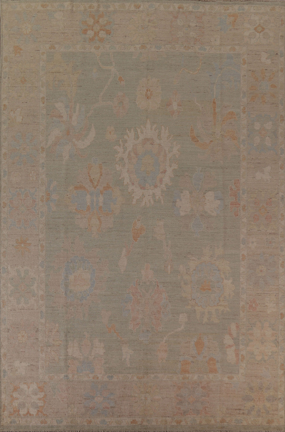 Floral Oushak Vegetable Dye Area Rug 9x12