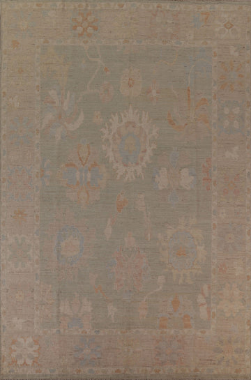 Floral Oushak Vegetable Dye Area Rug 9x12