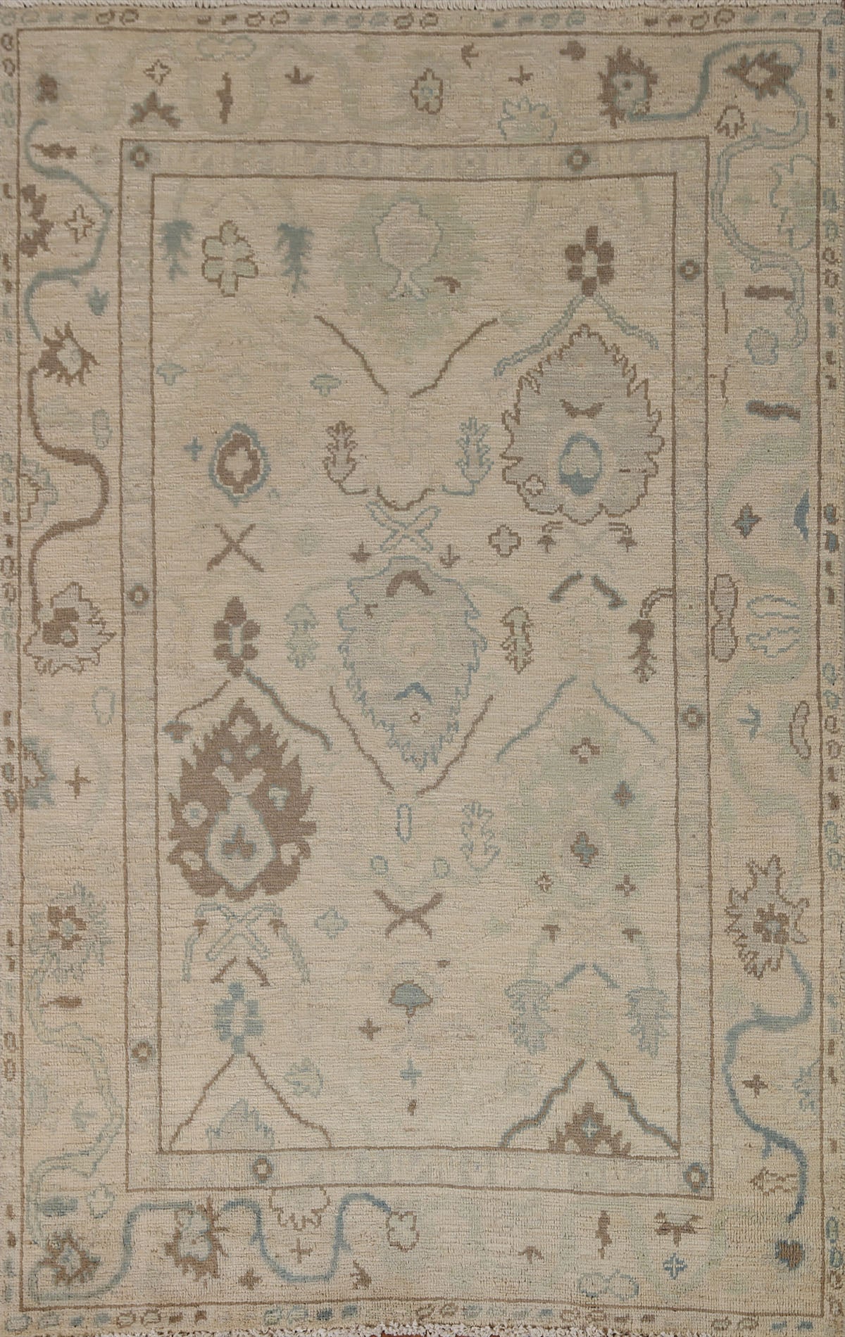 Vegetable Dye Oushak Oriental Area Rug 4x6