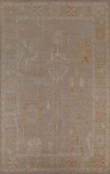 Floral Oushak Vegetable Dye Area Rug 6x9