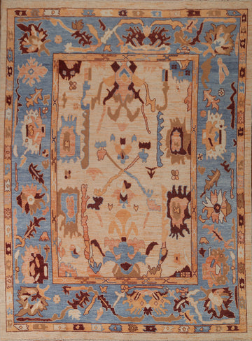 Vegetable Dye Oushak Turkish Area Rug 9x10