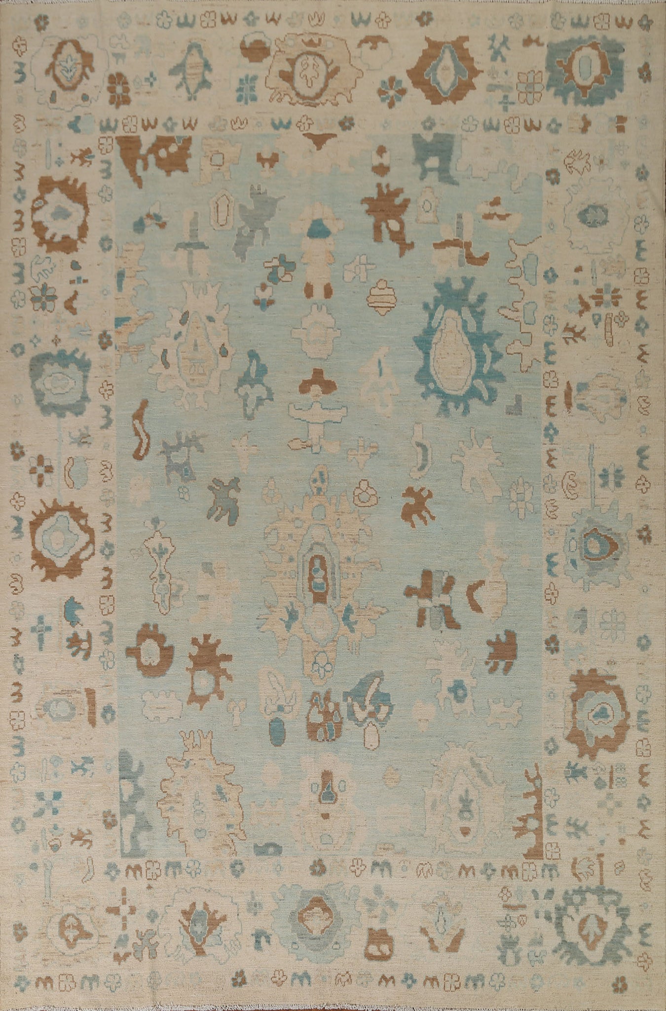 Light Blue Oushak Vegetable Dye Area Rug 8x10
