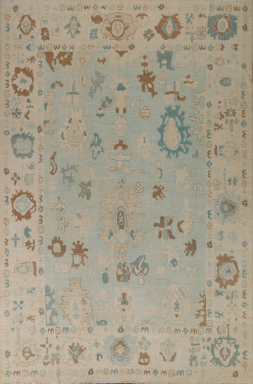 Light Blue Oushak Vegetable Dye Area Rug 8x10